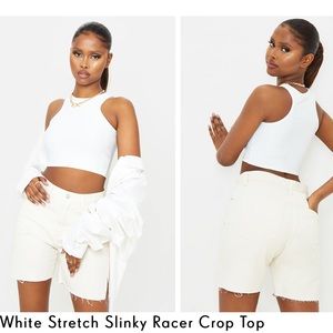 White Racer Crop Top